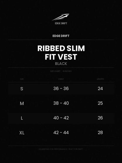 Edge Drift Ribbed Slim Fit Vest Black